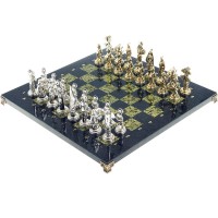 Подарочные шахматы «Дон Кихот» с бронзовыми фигурами на каменной доске (змеевик)