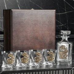 Праздничный набор бокалов для виски «Змея» (4 шт.) со Штофом в подарочной коробке