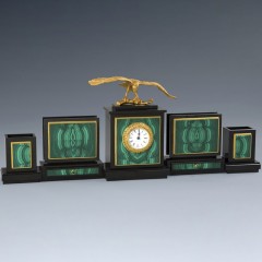 Письменный набор органайзер «Орёл» из малахита в подарок руководителю