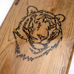 Нарды деревянные большие «Тигр» из массива дуба с янтарной мозаикой