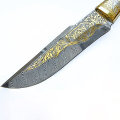 Подарочный нож «Медведь» с позолоченным клинком из дамасской стали