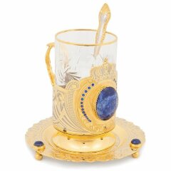 Чайный набор «Корона» (лазурит, фианит)