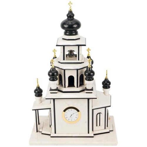 Настольные часы «Храм» (мрамор, змеевик)