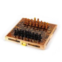 Складной шахматный ларец «Классик» с фигурами из янтаря
