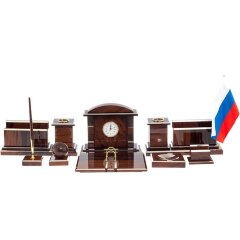 Настольный органайзер «Начальник» из натурального камня обсидиан