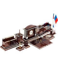 Настольный органайзер «Начальник» из натурального камня обсидиан