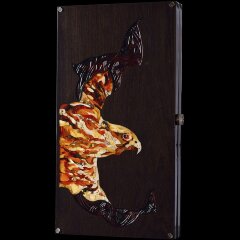 Нарды из мореного дуба «Сокол» с янтарной инкрустацией