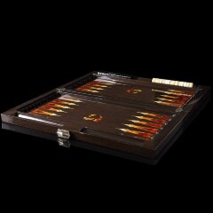 Нарды из мореного дуба «Сокол» с янтарной инкрустацией