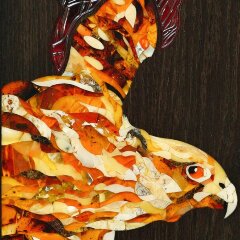 Нарды из мореного дуба «Сокол» с янтарной инкрустацией