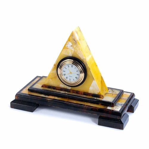 Кабинетные часы из янтаря «Пирамида» для рабочего стола