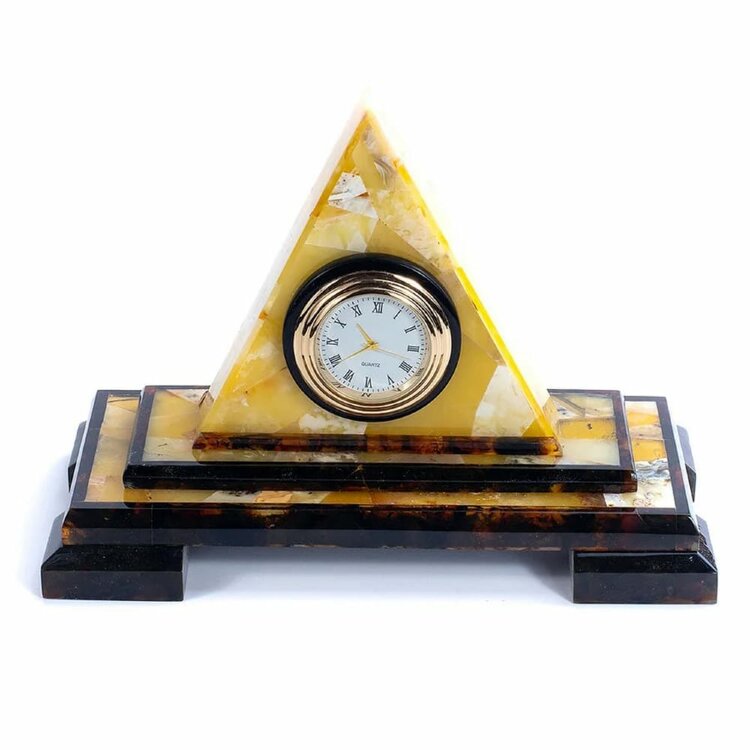 Кабинетные часы из янтаря «Пирамида» для рабочего стола