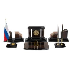 Настольный органайзер «Персона» из камня чёрный обсидиан