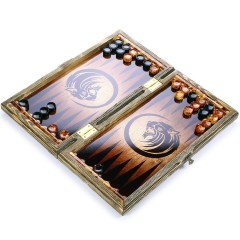 Нарды деревянные подарочные «Тигр» из массива дерева с янтарной мозаикой