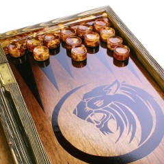 Нарды деревянные подарочные «Тигр» из массива дерева с янтарной мозаикой