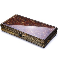 Нарды деревянные подарочные «Тигр» из массива дерева с янтарной мозаикой