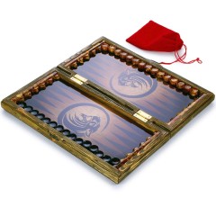 Нарды деревянные подарочные «Тигр» из массива дерева с янтарной мозаикой