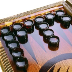 Нарды деревянные подарочные «Тигр» из массива дерева с янтарной мозаикой