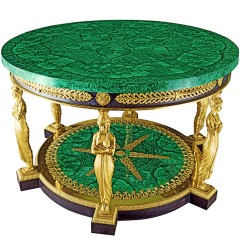 Стол обеденный «Кариатида» из натурального малахита для стильного интерьера