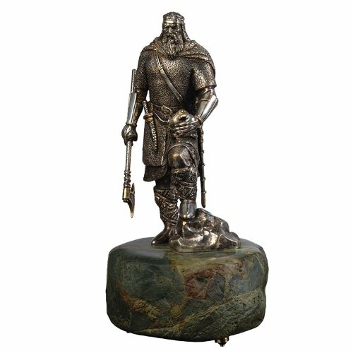 Сувенир из бронзы «Русич» на камне