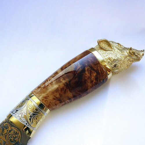 Подарочный нож «Кабан» с дамасским клинком