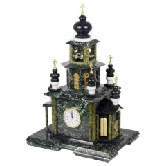 Настольные часы «Храм» из натурального камня (змеевик, мрамор)