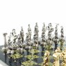 Сувенирные шахматы «Восточные» с бронзовыми фигурами на каменной доске (змеевик)
