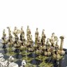 Сувенирные шахматы «Восточные» с бронзовыми фигурами на каменной доске (змеевик)