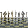 Сувенирные шахматы «Восточные» с бронзовыми фигурами на каменной доске (змеевик)