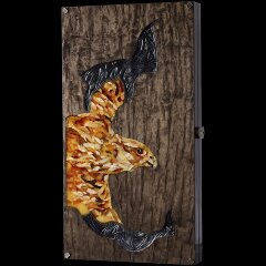 Подарочные нарды «Сокол» из карельской берёзы и янтаря