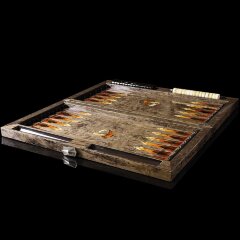 Подарочные нарды «Сокол» из карельской берёзы и янтаря