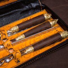 Походный набор для пикника «Лев» в кожаном футляре