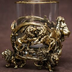 Подарочный стакан для виски «Лев» с художественным литьём