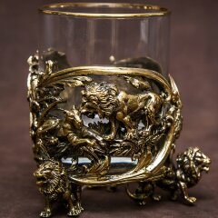Подарочный стакан для виски «Лев» с художественным литьём