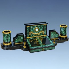 Органайзер настольный с часами «Классик» из малахита в подарок руководителю