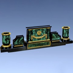 Органайзер настольный с часами «Классик» из малахита в подарок руководителю