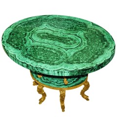 Журнальный столик «Престиж» из натурального малахита для интерьера дома