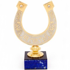 Настольный сувенир «Подкова на счастье» на камне лазурит в подарок сестре