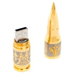 Флешка подарочная пуля «Герб РФ» (USB 2.0 32 Gb) — стильный аксессуар который можно подарить парню на 23 февраля 