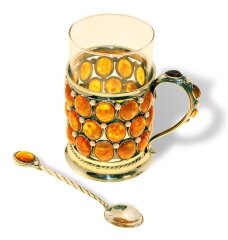 Подстаканник из янтаря с ложечкой