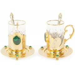 Чайный набор подстаканников «Малахит»