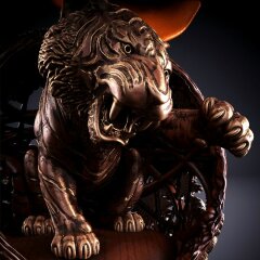 Новогодний сувенир «Тигр в шаре» из дерева