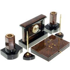 Настольный органайзер «Офис» из натурального камня обсидиан