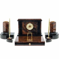 Настольный органайзер «Офис» из натурального камня обсидиан