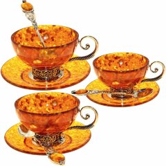 Чайный набор из янтаря «Антик» на три персоны