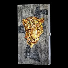 Нарды из карельской берёзы и янтаря «Леопард» в подарок мужчине