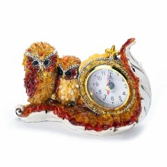 Настольные часы из янтаря «Совы» для интерьера дома