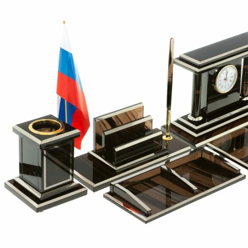 Настольный органайзер «Кабинетный» из камня обсидиан