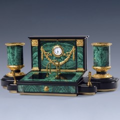 Настольные часы органайзер «Классик» из малахита в подарок начальнику