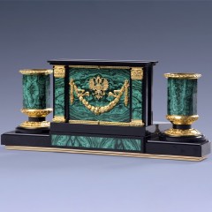 Настольные часы органайзер «Классик» из малахита в подарок начальнику