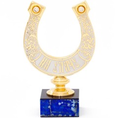 Настольный сувенир «Подкова на удачу» на камне лазурит в подарок подруге